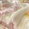 粉色床单床裙款四件套公主奶油风床上床品三件套仙女韩版ins韩式