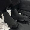 Hualun冬季男款马丁靴男中帮增高黑色休闲皮鞋2023鞋子皮靴