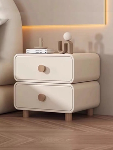 奶油风创意床头柜替代现代简约实木小型2022网红轻奢高级感床边柜