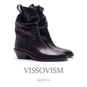 vissovism分趾靴秋冬靴，真皮厚底短靴，复古弹力女冬季短靴w87210