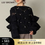 lilybrown秋冬精致花边，蝴蝶袖镂空毛衣lwnt214808