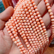 涵洛依珊瑚散珠半成品，隔珠圆珠隔珠手链粉色项链，diy手工饰品配件