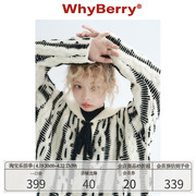 whyberry22aw”甜蜜麻花“海军，领麻花套头，针织衫毛衣撞色原创