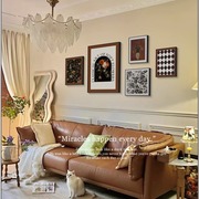 小众艺术客厅装饰画轻奢复古沙发，背景墙挂画法式美式组合抽象壁画