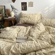 中古风轻奢复古全棉床上四件套纯棉床单被单被套床笠款床品三件套