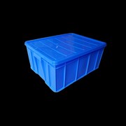 蓝色塑料箱子周转箱长方形带盖大号胶箱胶框子配盖物料箱零件盒