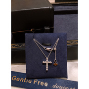 gentlefree珠宝定制18k金满钻十字架，吊坠天然钻石项链，女士锁骨链