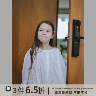 史豌豆(史豌豆)女童，轻薄长袖圆领白色，衬衫2023秋季亲子装儿童洋气小衫