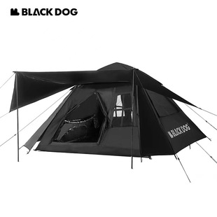 黑狗  2.0版本 黑化两门四窗 双层 带小天幕 公园快开露营帐篷