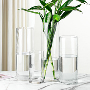 特大号透明玻璃花瓶水养富贵竹直筒，宽口花瓶客厅装饰落地插花摆件