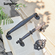 Sungmor欧式铸铁拉手1对复古怀旧抽屉衣柜木门长款装饰把手工艺品