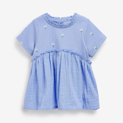 女童韩版拼接短袖t恤宝宝，立领衬衫儿童碎花，夏装中小童宽松娃娃衫8