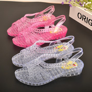 韩版夏季塑料凉鞋鱼嘴果冻鞋女士透明防滑水晶鞋妈妈跳舞鞋沙滩鞋