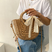 编织包包女包2021春夏洋气时尚定型手提包，网红沙滩草编包中号(包中号)