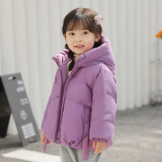 韩版儿童羽绒服纯色，冬季保暖女童衣服女宝宝外套洋气冬装