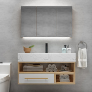 北欧日式轻奢浴室柜组合大理石岩，板洗脸手盆现代简约洗漱台卫生间
