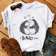 Cute hedgehog Tees可爱卡通刺猬休闲印花显瘦原宿风短袖女T恤夏
