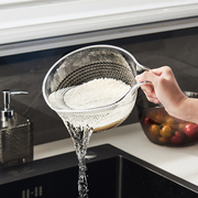 厨房米神器洗米筛米盆沥水篮子家用带手柄洗菜水果滤水篮果盘