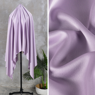 水紫色光泽感双面醋酸缎面料，细腻丝滑赛真丝绸缎裙子吊带裤礼服