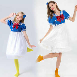 六一儿童节演出服游乐园可爱唐老鸭亲子装，迪士公主裙尼万圣节女装