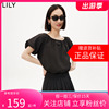 LILY2023夏女装抗皱易打理气质通勤款时尚两穿领一字领雪纺衫