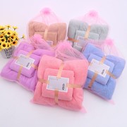 珊瑚绒毛巾浴巾套装婴儿童，浴巾年会套巾加厚珊瑚绒子母套巾