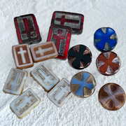 捷克珠玻璃珠十字架系列，直孔珠一个diy手工，饰品材料配件珠绣
