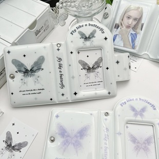 原创设计蝴蝶卡包3寸拍立得相册pvc镜面卡册爱豆追星小卡收纳册