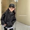 女童外套春装2024韩版男女同款春秋季冲锋衣，儿童纯色连帽上衣