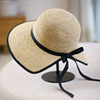 赫本风拉菲草帽子女，夏韩版遮阳帽度假沙滩帽，太阳帽女防紫外线百搭
