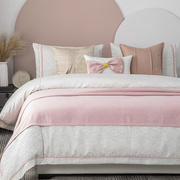 公主风样板间四件套软装设计师现代简约酒店床上用品粉色轻奢床品