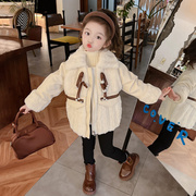 女童加厚毛毛衣(毛毛衣)冬季2023韩版洋气儿童，珍珠扣皮草保暖冬装外套