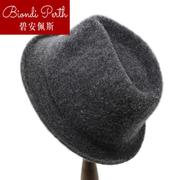 冬季男士礼帽法式小卷边羊毛帽帽帽子光身卷边爵士帽冬1211b