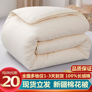 新疆长绒棉被纯棉花被芯棉絮，床垫褥子冬被全棉四季通用手工被子