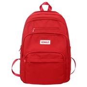 双肩包女电脑包，旅行包红色高中，大学生女生背包大容