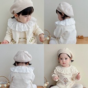 23韩版婴儿帽子春秋冬季宝宝，毛线帽纯棉棉线，针织帽洋气百搭贝雷帽