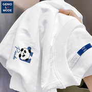森马集团geniolamode熊猫logo短袖，t恤男生国潮设计感夏季宽松半袖