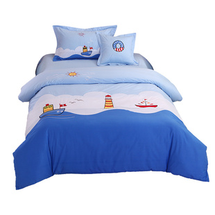 纯棉儿童床上用品四件套全棉v男孩男童卡通床品三件套床单被套1.2