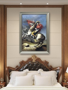 乌石浦欧式别墅手绘油画，玄关壁炉挂画简欧有框画油画红披风拿破仑