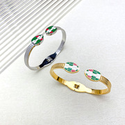 欧美时尚双蛇头开口手镯简约个性钛钢，镀18k玫瑰金手环(金手环)男女款