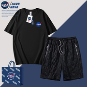 NASA GAVK2023春夏季套装男女同款纯棉T恤提花五分短裤情侣潮