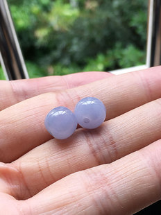 缅甸翡翠冰种紫罗兰珠子多宝珠挂件对珠老种a货冰紫转运珠手串珠