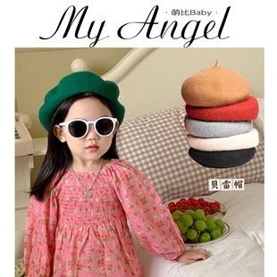 韩版可爱时尚新生婴儿男女童纯色圆顶，红色礼帽贝雷帽宝宝帽子春秋