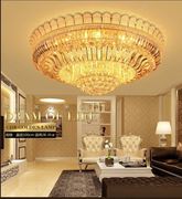 传统金黄色水晶灯欧式圆形客厅吸顶灯酒店工程卧室聚宝盆吸顶灯