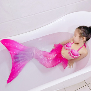 美人鱼演出服 儿童服装女童鱼尾小孩尾巴女孩 海边贝壳比基尼泳衣