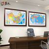 世界地图中国挂图2023新版办公室，超大高清装饰画，省市定制家用壁画