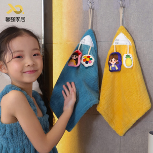可爱卡通挂式儿童幼儿园专用小毛巾带挂绳可写非纯棉洗脸擦手巾