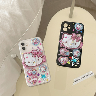 hellokitty凯蒂猫流沙摇摇乐适用于苹果151413手机壳iphone1211promax滴胶xr立体定制78plus可爱se2保护套