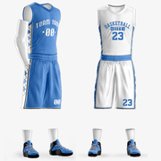 天蓝色篮球服套装定制男球衣背心单位公司篮球比赛训练队服数码印