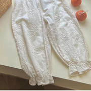 韩版女童防蚊裤夏季白色薄款宝宝，灯笼裤棉透气小童婴儿宽松长裤子